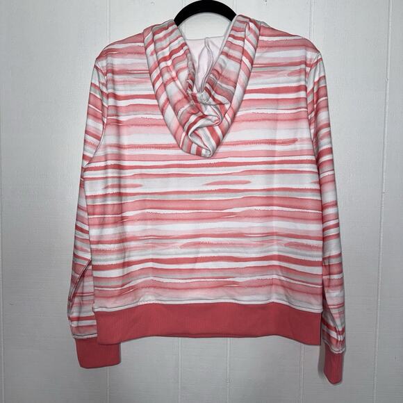 Footjoy Women’s Watercolor Pullover Golf Hoodie Bright Coral Size Medium - Picture 2 of 6